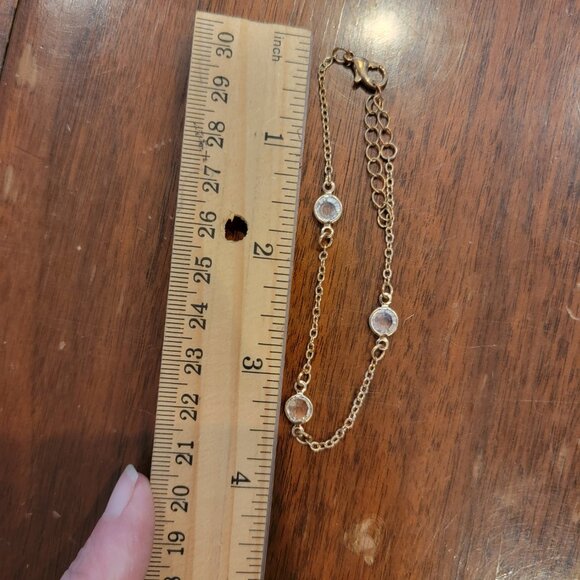 Bezel Set CZ in Gold Chain Bracelet - Picture 4 of 6